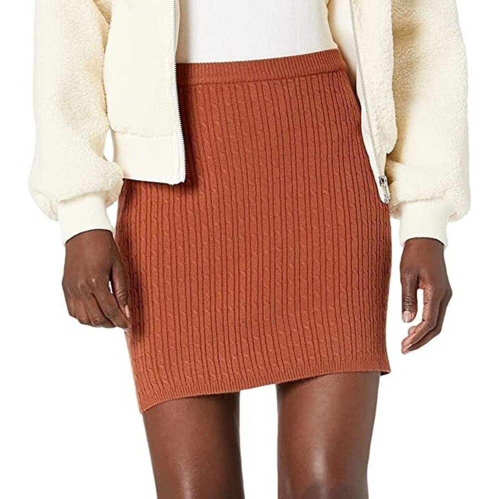 BB Dakota by Steve Madden Women's Cable Attraction Mini Skirt Size M Cognac